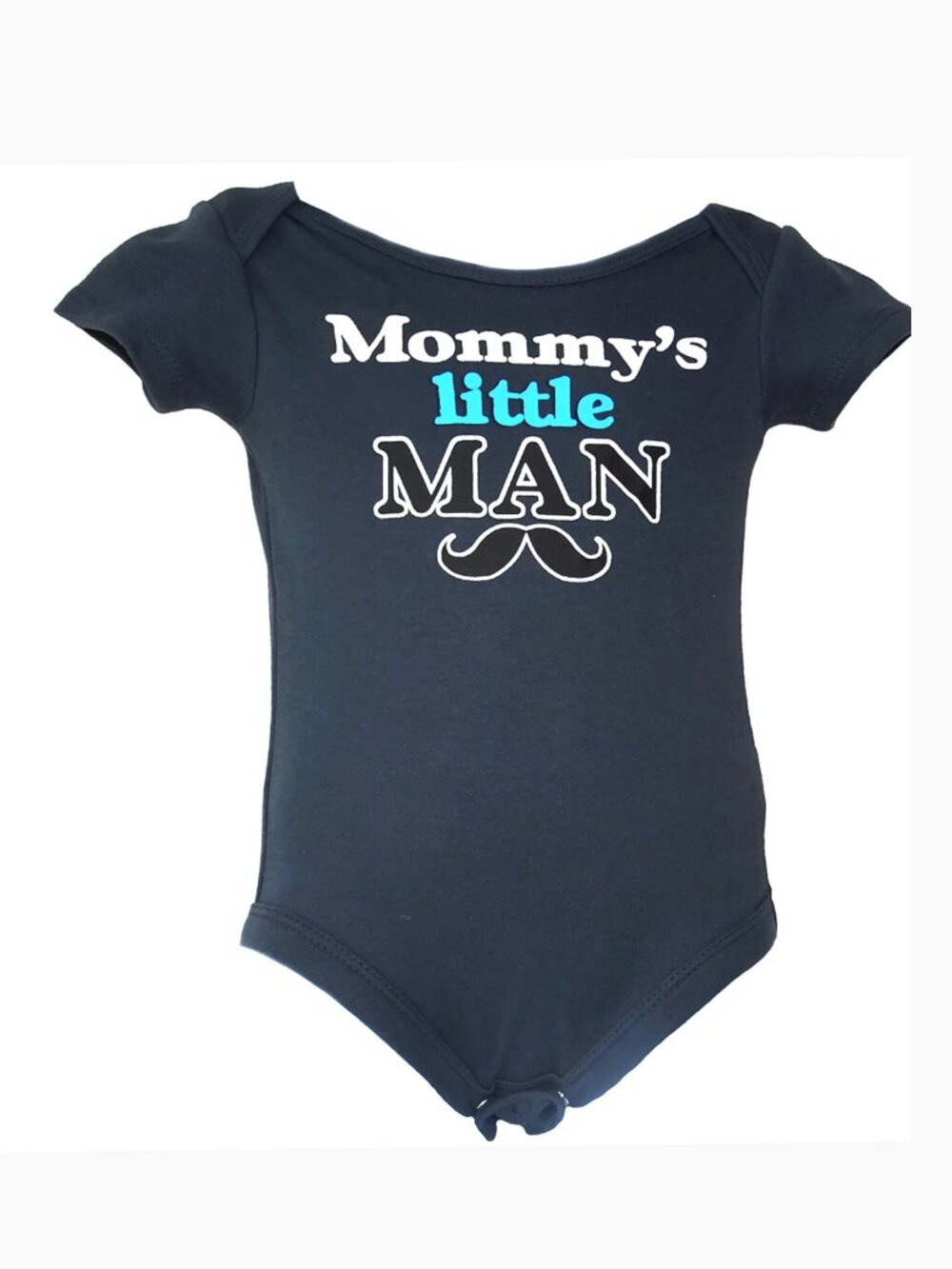 Baby Boy Creeper Bodysuit ‘Mommy’s Little Man’ Mustache Print Cotton Romper - Picture 2 of 3